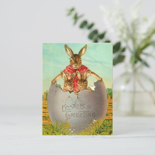 Paaseieren en Bunny Briefkaart (Staand voorkant)