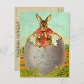 Paaseieren en Bunny Briefkaart (Voorkant / Achterkant)