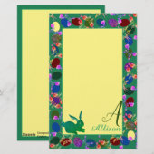 Paaseieren en bunny Monogram Briefpapier (Voorkant / Achterkant)