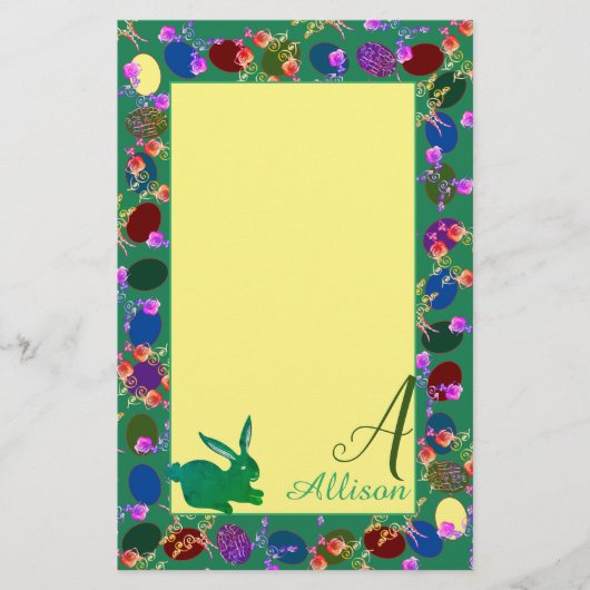 Paaseieren en bunny Monogram Briefpapier (Voorkant)