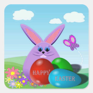 Paaseieren en Bunny Vierkante Sticker