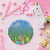 Paaseieren en bunny's van gras papieren bordje (Feest)