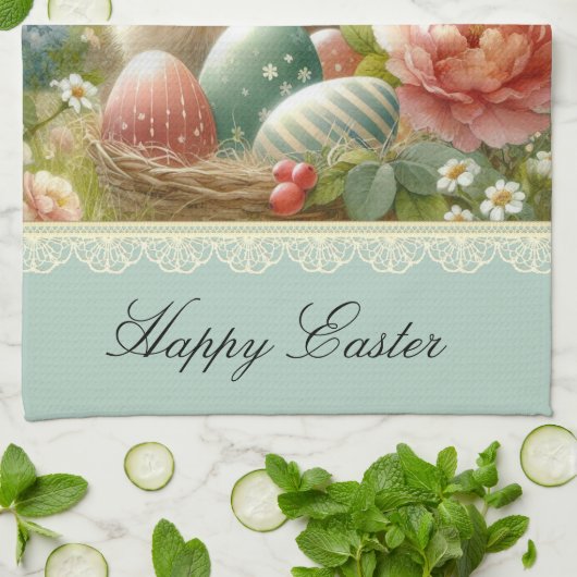  paaseieren en konijnenkeukenhanddoeken theedoek (Gevouwen)