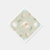 Paaseieren en konijnenveer Beige Groene Pastel Servet (Hoek)