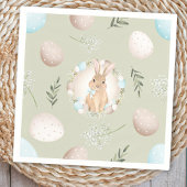 Paaseieren en konijnenveer Beige Groene Pastel Servet