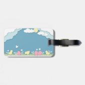 Paaseieren en kuikens in de natuur van het voorjaa bagagelabel (Achterkant horizontaal)