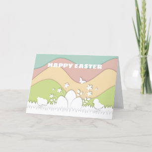 Paaseieren en kuikens in de natuur van het voorjaa kaart