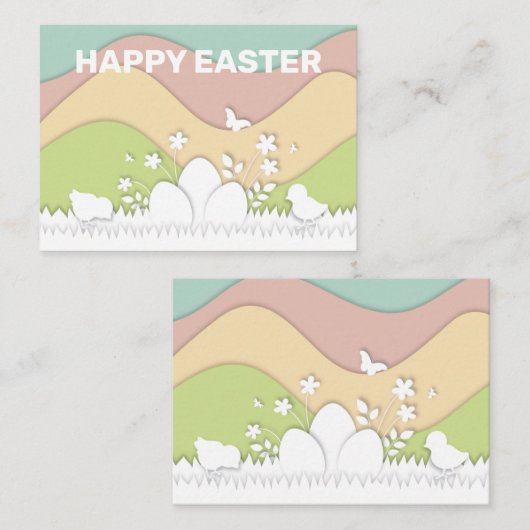 Paaseieren en kuikens pastel bloemige natuur plaatskaartje (Voorkant / Achterkant)