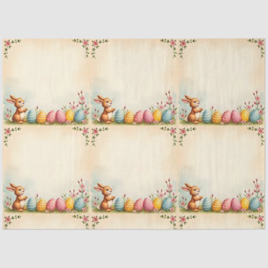 Paaseieren en Little Rabbit Populair Collectie Tissuepapier (Voorkant)