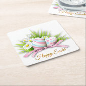 paaseieren en paasmaaltijd kartonnen onderzetters (Schuin)