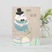 Paaseieren en pompoenen feestdagenkaart (Staand voorkant)