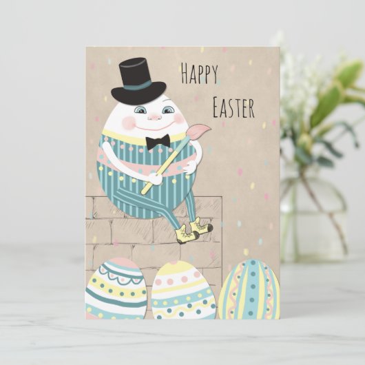 Paaseieren en pompoenen feestdagenkaart (Staand voorkant)