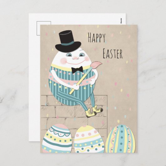 Paaseieren en pompoenen feestdagenkaart (Voorkant / Achterkant)