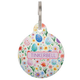 Paaseieren en sierlijke bloemen huisdierpenning