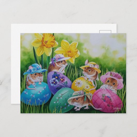Paaseieren en veldmuizen Waterverf art Briefkaart (Voorkant / Achterkant)