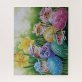 Paaseieren en veldmuizen Waterverf art Legpuzzel (Verticaal)