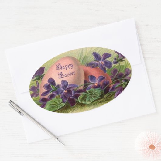  paaseieren en -vizieren ovale sticker (Envelop)