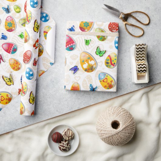 Paaseieren en vlinders cadeaupapier (Crafts)
