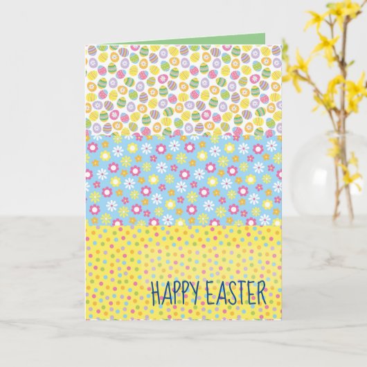 Paaseieren en Wenskaart van de lentevloeren Kaart (Gele Bloem)