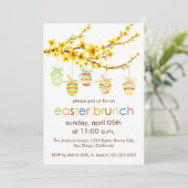 Paaseieren, Forsythia Branch Paasuitnodiging Kaart (Staand voorkant)