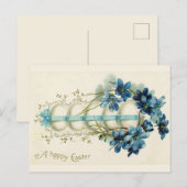  paaseieren gebonden met blauw lint briefkaart (Voorkant / Achterkant)