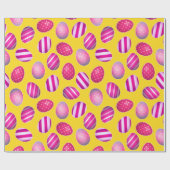 Paaseieren Geel en roze patroon Cadeaupapier (Vlak)