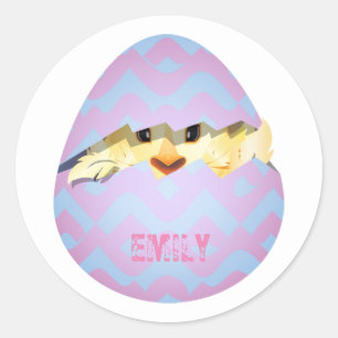 Paaseieren, gele kip, klassieke ronde sticker