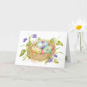 Paaseieren, geverfd, in nestWenskaart Kaart