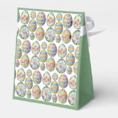Paaseieren grillig kleurrijk patroon groen bedankdoosjes (Achterkant)