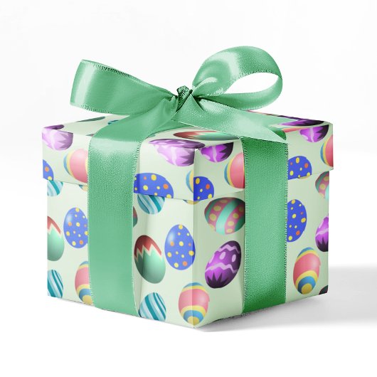 Paaseieren groen licht roze wit kleurig inpakpapier vel