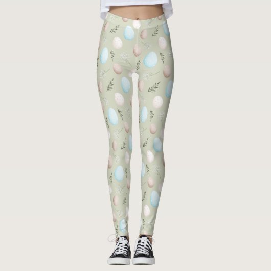 Paaseieren Groen pastelpatroon Leggings (Voorkant)