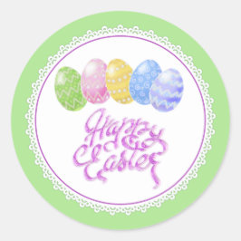 Paaseieren, happy easter day gift Wrap, easter Cl Ronde Sticker