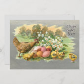 paaseieren, hen- en cichorei-Kaart Feestdagenkaart (Voorkant / Achterkant)
