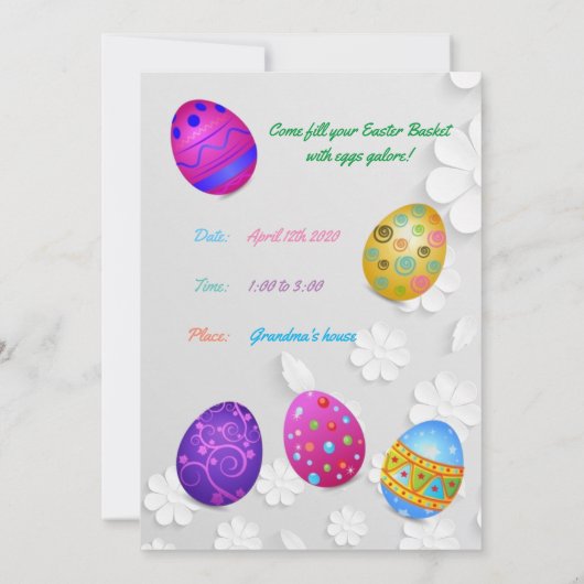 Paaseieren Hunt Bloemenuitnodiging Kaart (Achterkant)