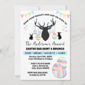 Paaseieren Hunt & Brunch Herten met konijnen Kaart (Voorkant)