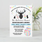 Paaseieren Hunt & Brunch Herten met konijnen Kaart (Staand voorkant)
