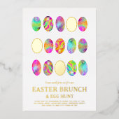 Paaseieren Hunt Brunch moderne Waterverf Gold Folie Uitnodiging (Voorkant)