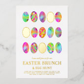Paaseieren Hunt Brunch moderne Waterverf Gold Folie Uitnodiging (Voorkant)