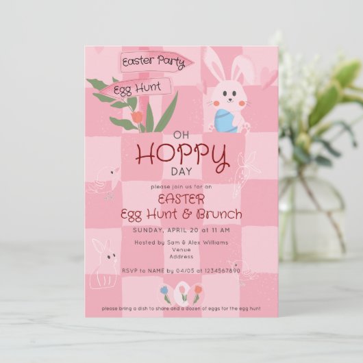 Paaseieren Hunt Brunch Schattige Blauw Waterverf B Kaart (Staand voorkant)