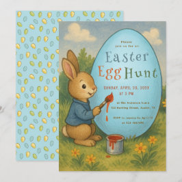 Paaseieren Hunt Bunny Schattige Konijn Paints Blue Kaart
