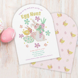 Paaseieren Hunt Chick Bunny Flowers Schattige Spri Kaart
