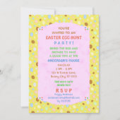 Paaseieren Hunt Party Elegant Retro Roze Geel Kaart (Voorkant)