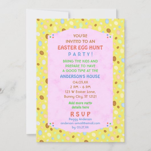 Paaseieren Hunt Party Elegant Retro Roze Geel Kaart (Voorkant)