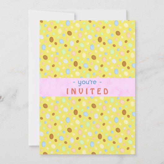 Paaseieren Hunt Party Elegant Retro Roze Geel Kaart (Achterkant)