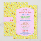Paaseieren Hunt Party Elegant Retro Roze Geel Kaart (Voorkant / Achterkant)