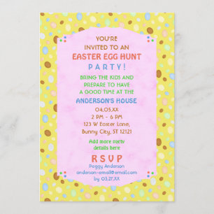 Paaseieren Hunt Party Elegant Retro Roze Geel Kaart