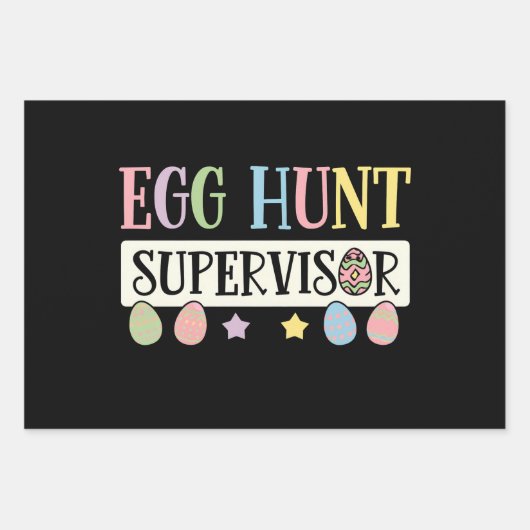 Paaseieren Hunt Supervisor Grappig Familie Pasen Inpakpapier Vel (Voorkant)
