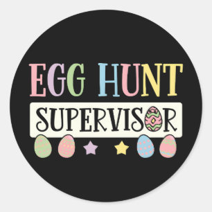 Paaseieren Hunt Supervisor Grappig Familie Pasen Ronde Sticker