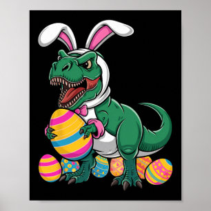 Paaseieren Hunt T Rex Dinosaur Bunny Happy Eastraw Poster