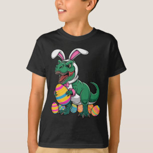 Paaseieren Hunt T Rex Dinosaur Bunny Happy Eastraw T-shirt